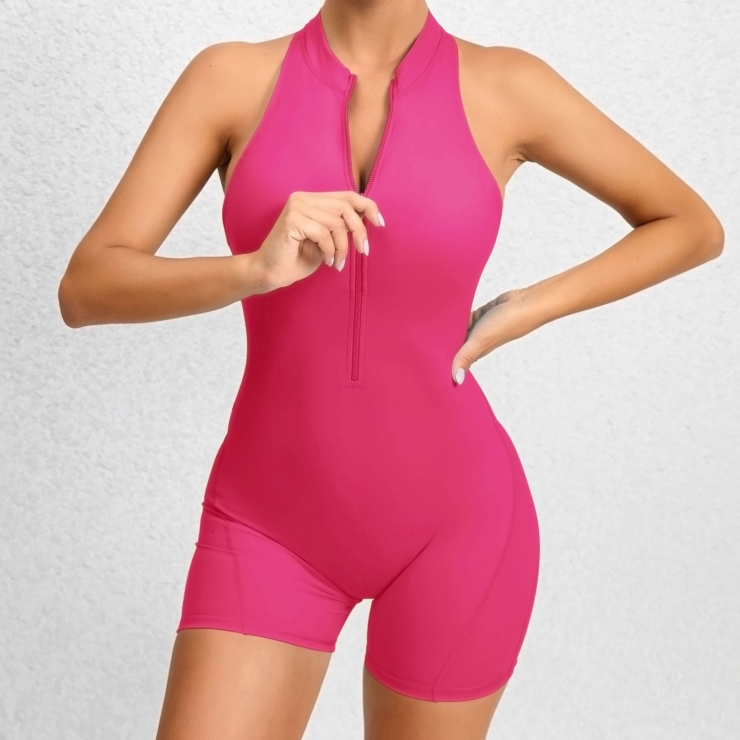 V-Back Zip-Up Romper