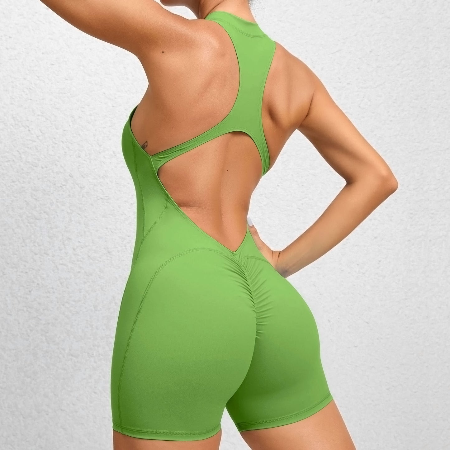 V-Back Zip-Up Romper