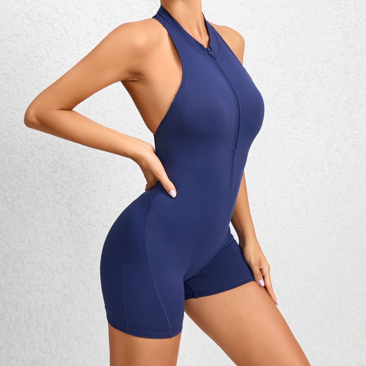V-Back Zip-Up Romper