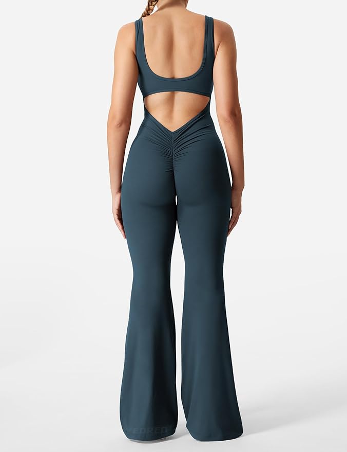 V-Back Flare Jumpsuit