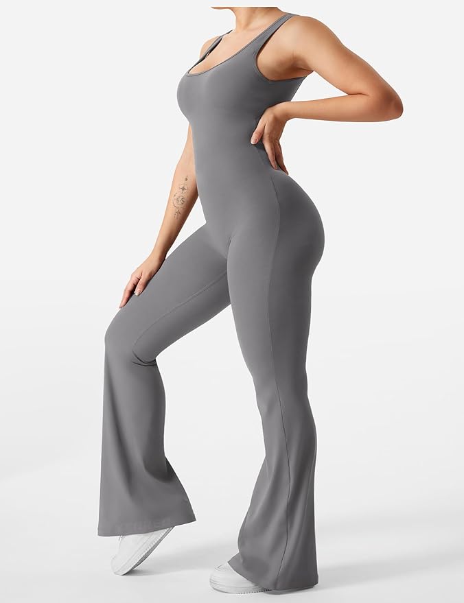 V-Back Flare Jumpsuit