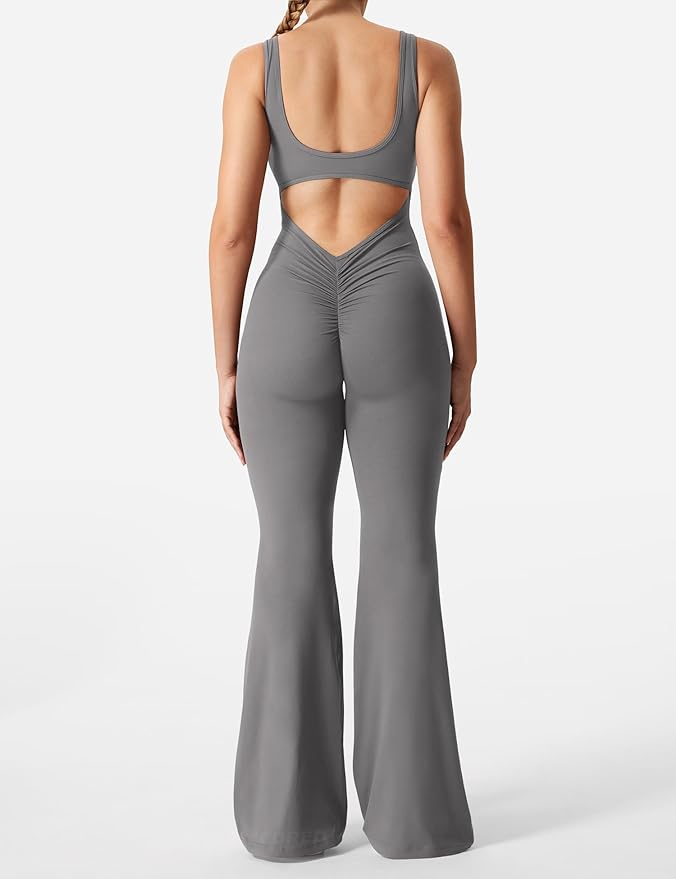 V-Back Flare Jumpsuit
