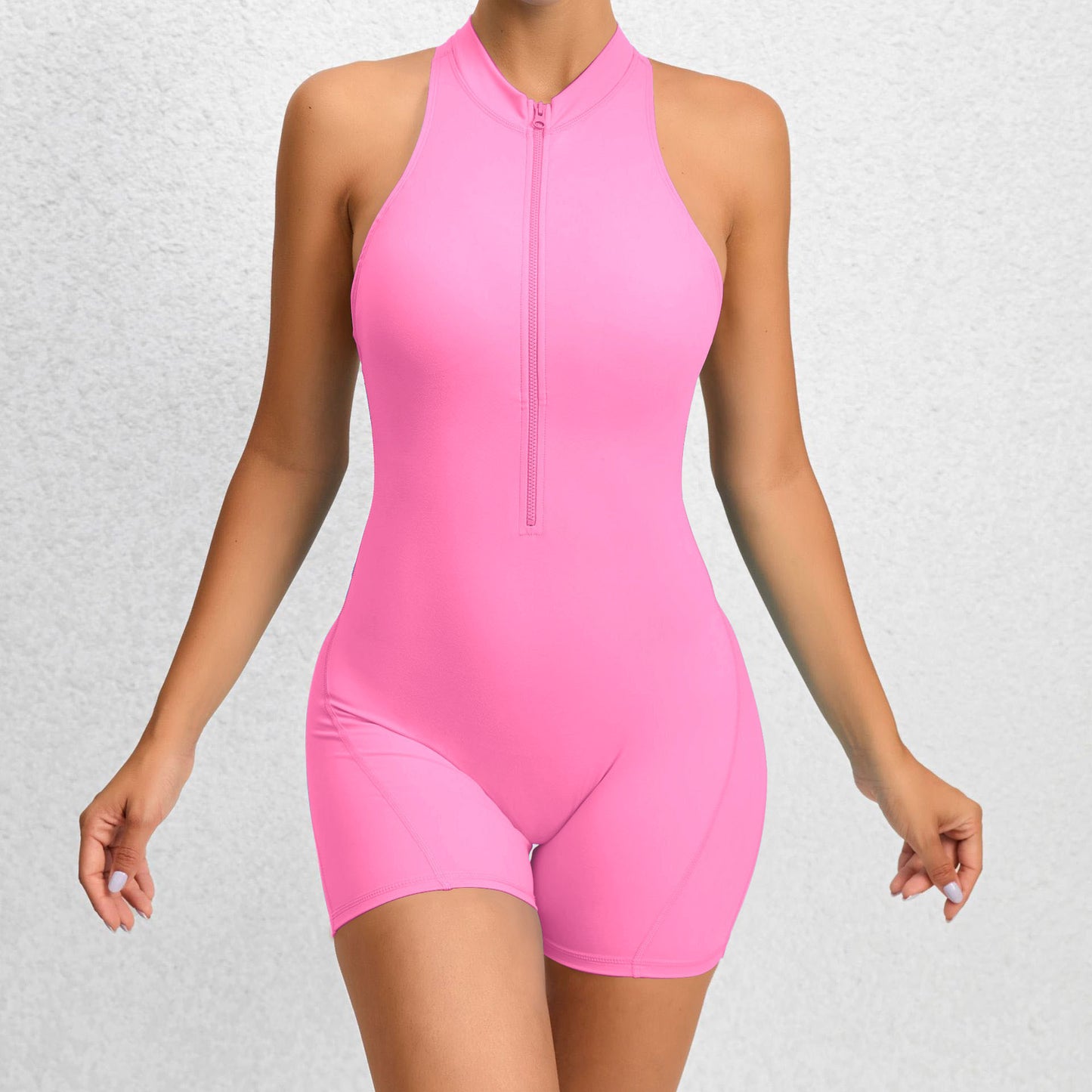V-Back Zip-Up Romper