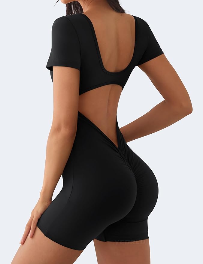 V-Back Short Sleeve Romper