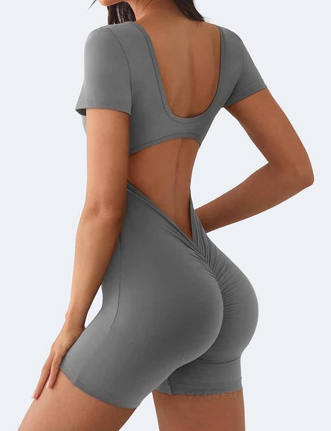V-Back Short Sleeve Romper