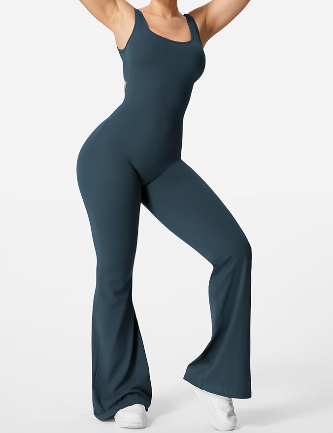 V-Back Flare Jumpsuit